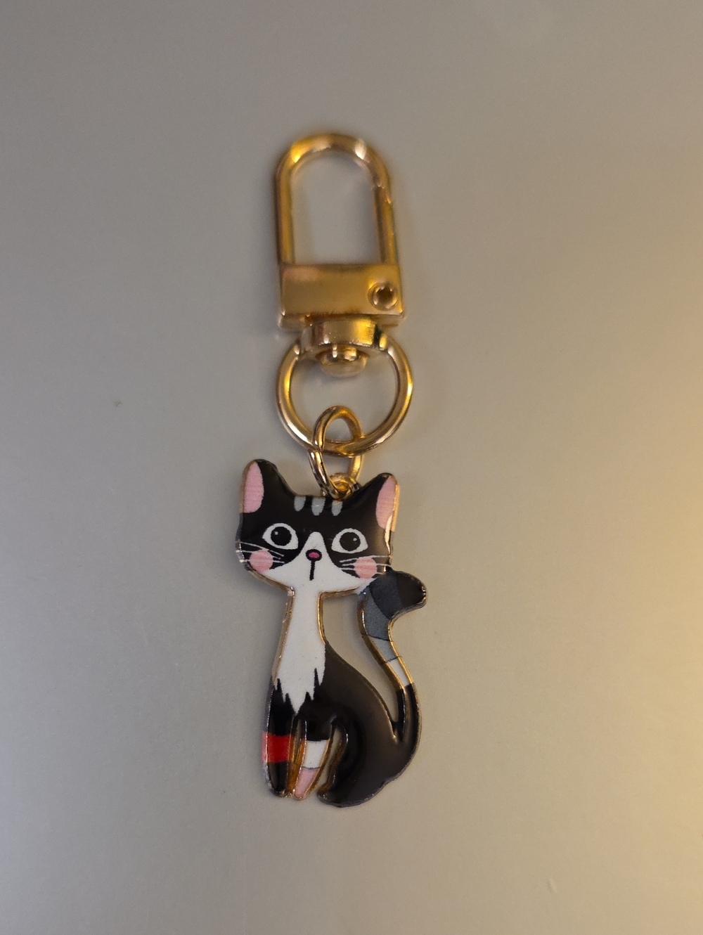 CAT  ZIPPER Pull purse charm Or Charm bracelet Lobster claw clip closure